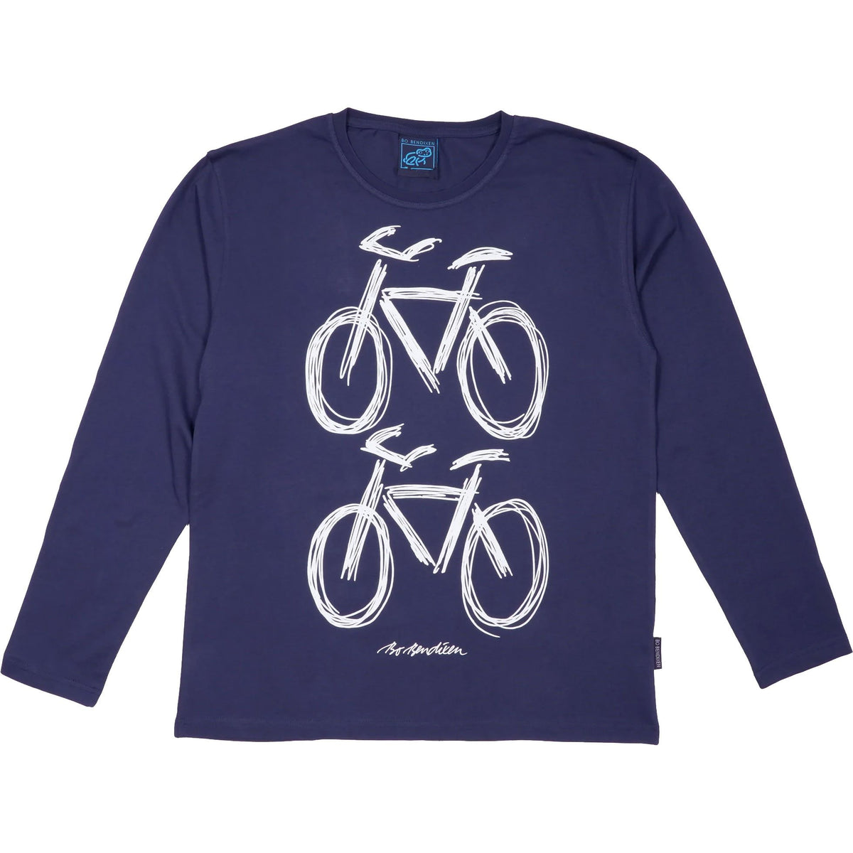 Bo Bendixen T-Shirt Langarm 2 Fahrräder navy