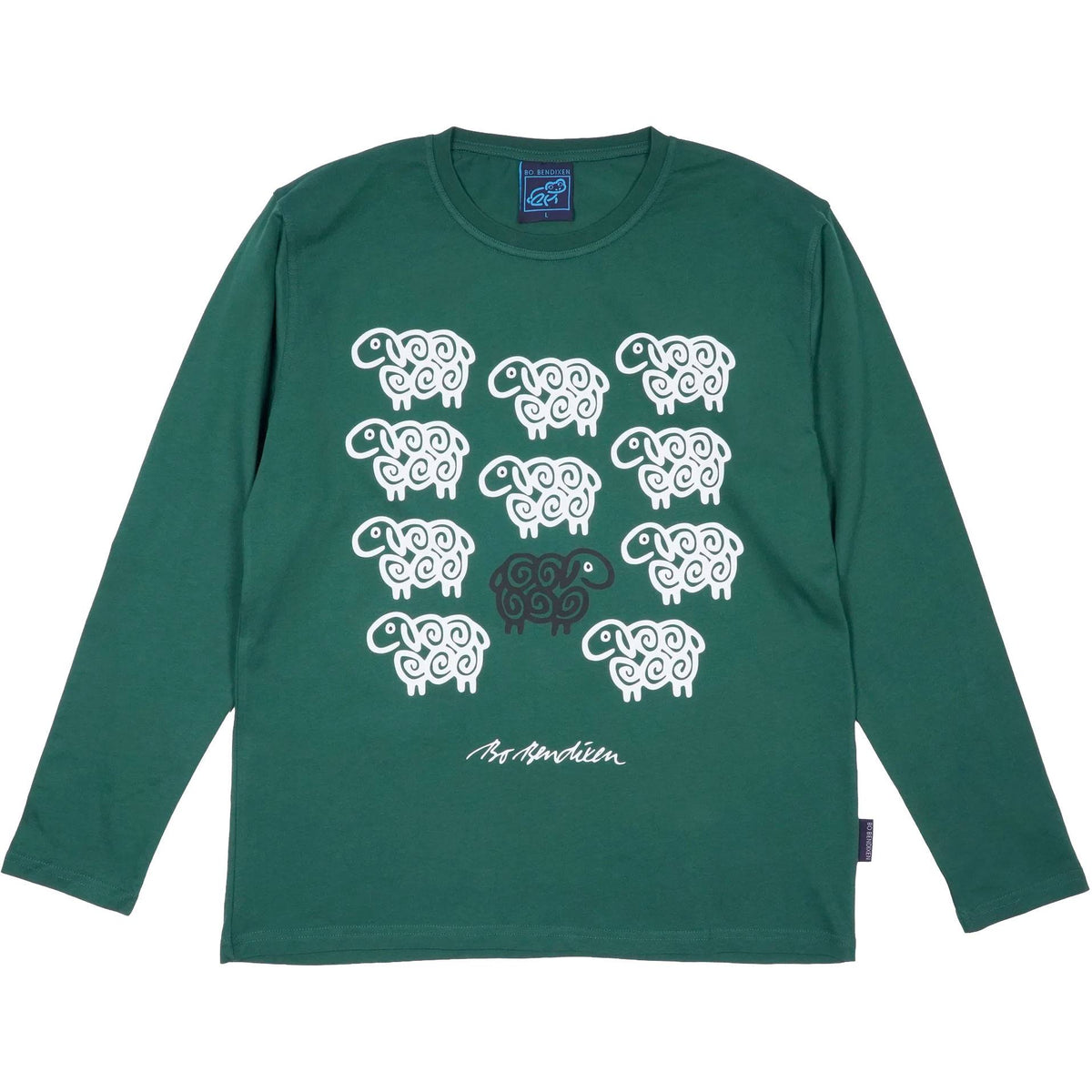 Bo Bendixen T-Shirt Langarm Schaf grün
