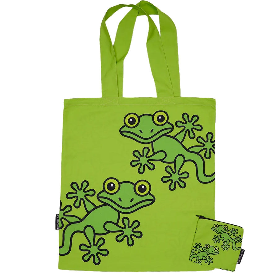 Bo Bendixen Gecko Tasche 40 x 44,5 cm - limegrüne Einkaufstasche mit Beutel aus recyceltem PET