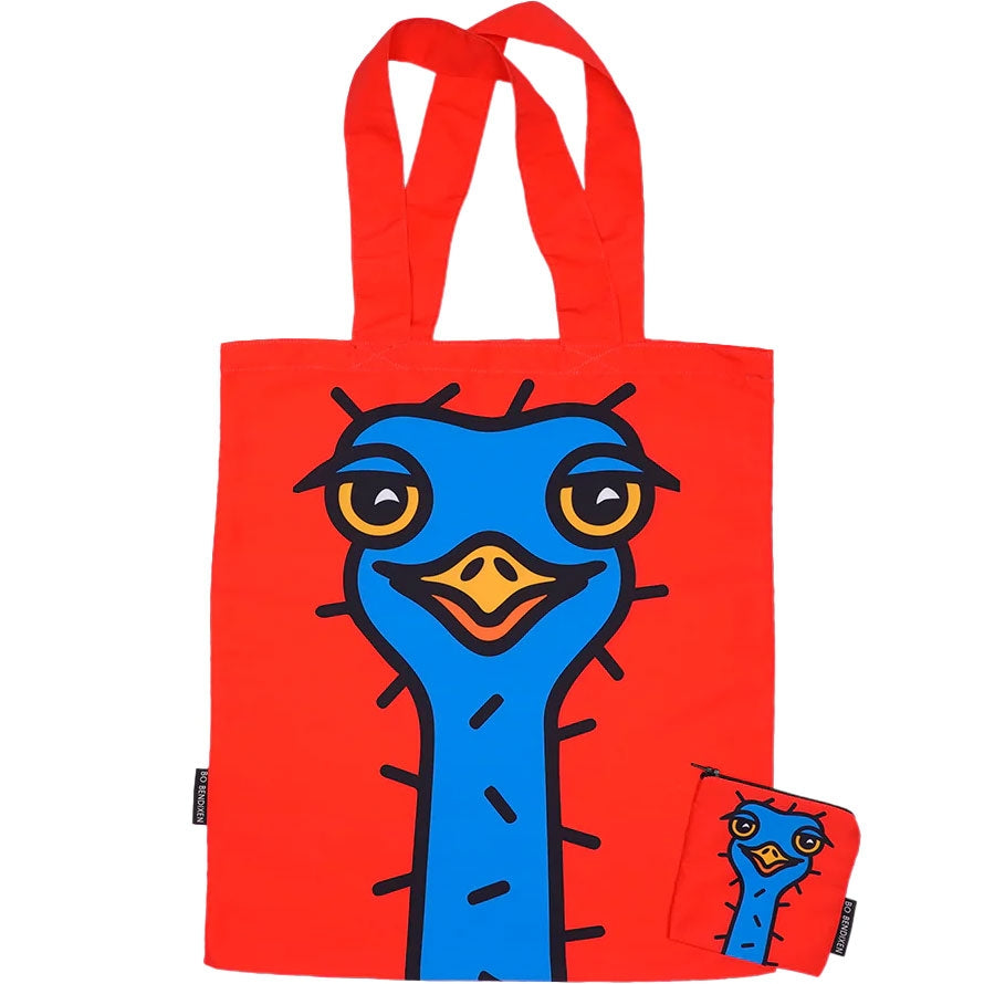 Bo Bendixen Strauß Tasche 40 x 44,5 cm - rot, blaue Einkaufstasche mit Beutel aus recyceltem PET