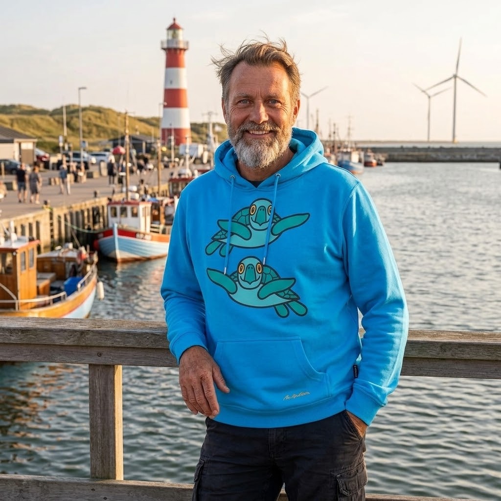 Bo Bendixen Sweatshirt mit Kapuze Schildkröte türkis