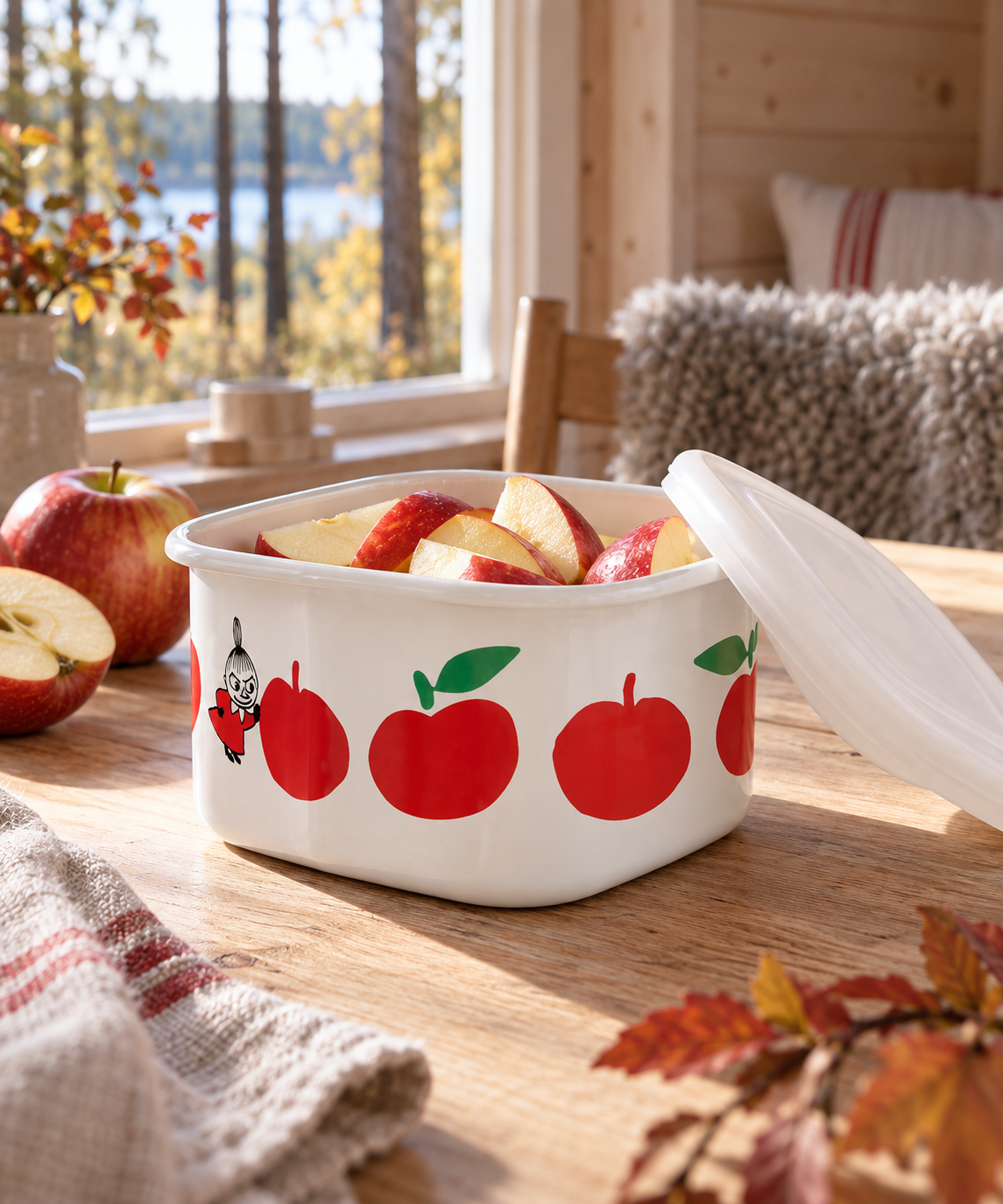 Muurla Mumin Joyful Apples Little My Dose Emaille 0,6 l 12x12x7,5 cm rot, weiß