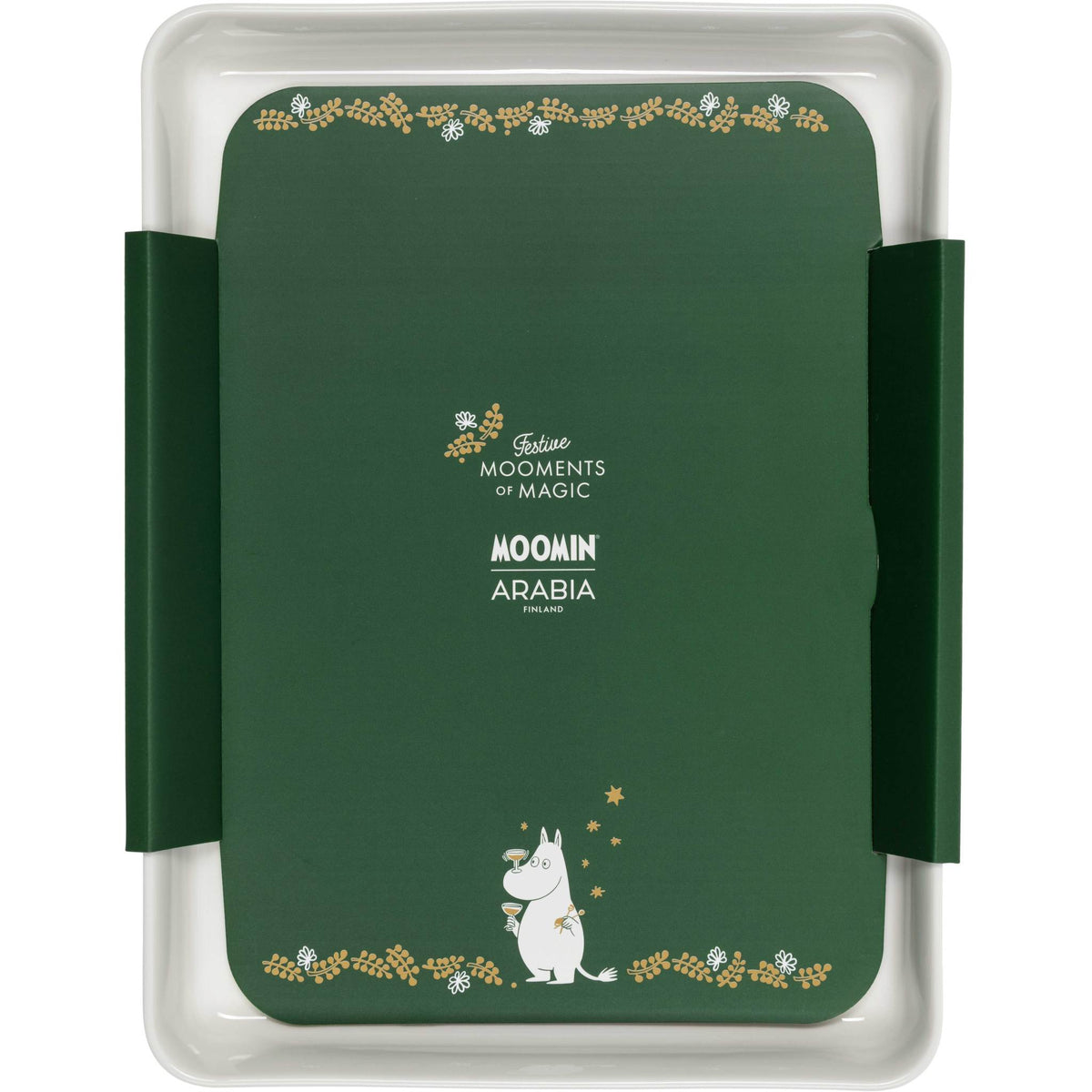 Moomin by Arabia Mumins Gift of Love Kuchenplatte / Servierpaltte 24x32 cm creme, weihnachtsgrün