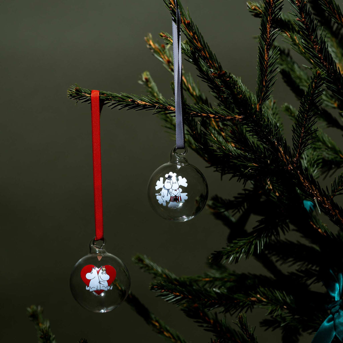 Muurla Mumins Christbaumkugel Herz & Schneeflocke Ø 5 cm 2er Set