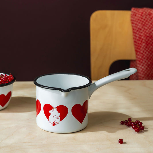 Muurla Mumins Herz Sauteuse 1,3 l Emaille rot, weiß