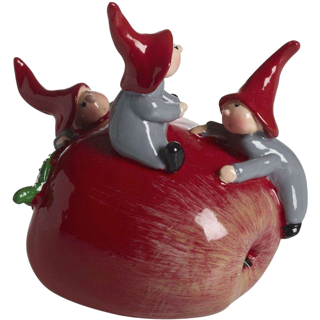Nääsgränsgården Gnomes on Apple, Height 9 cm, Red, Grey