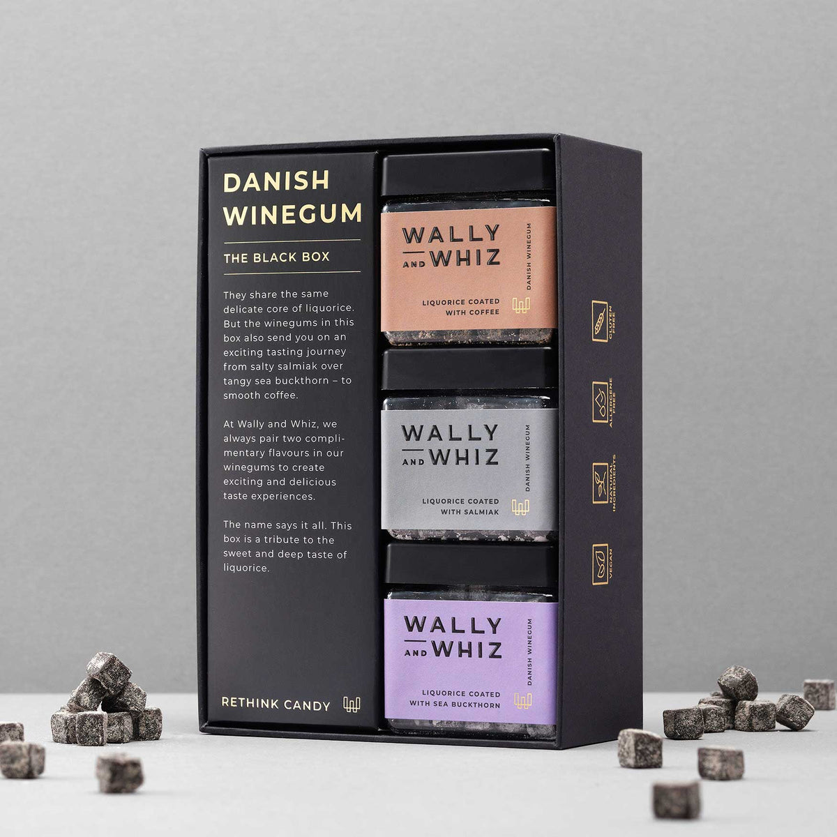Wally & Whiz Fruchtgummi Geschenkbox Black Box (Lackritz) 420 g