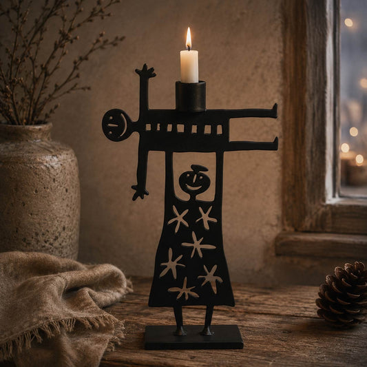 Bengt & Lotta Kerzenständer „Der Lift“ – Humorvolles Design-Statement (28 cm, Schwarz)