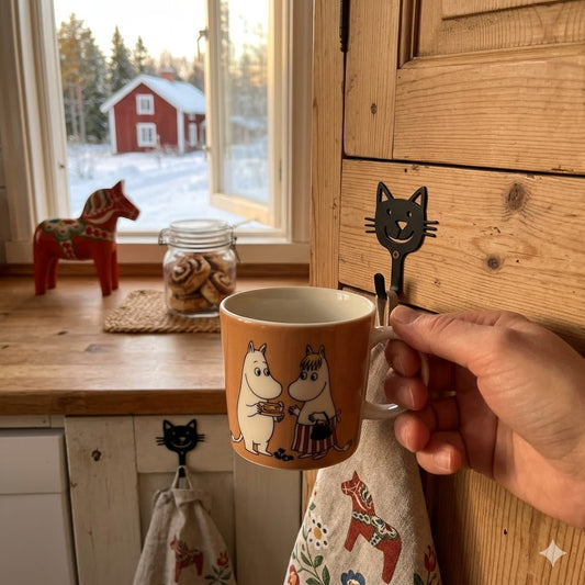 Bengt & Lotta Katze Wandhaken Länge 5 cm schwarz