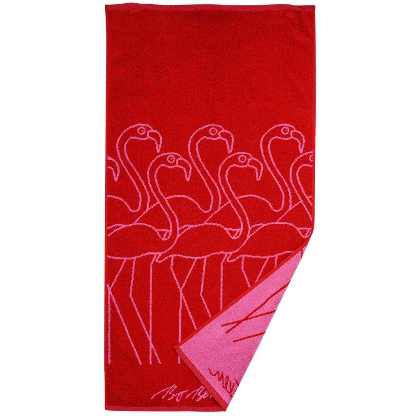 Bo Bendixen Flamingo Handtuch 50x100 cm rot, pink aus flauschigem Frottee