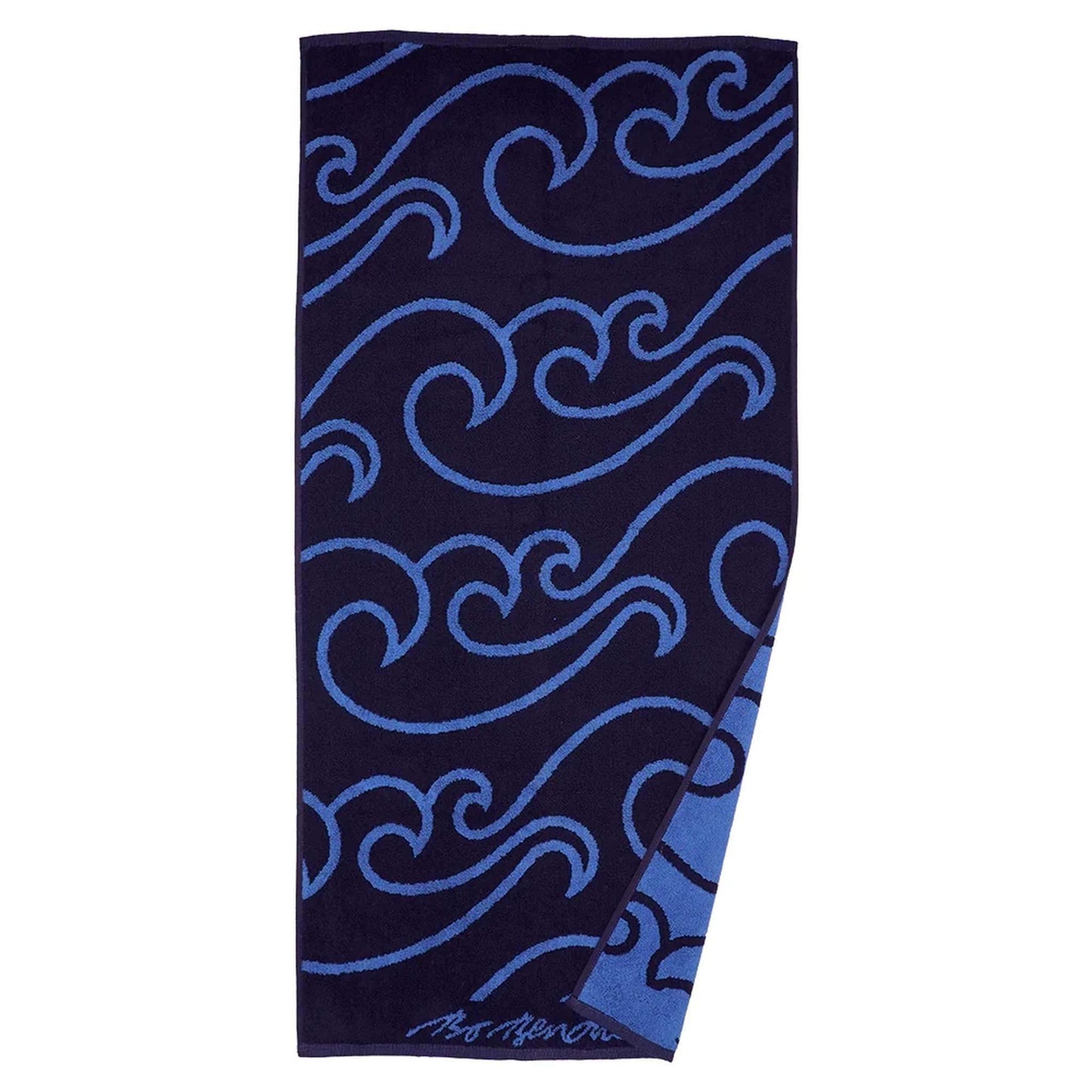 Bo Bendixen Nordsee Handtuch 50x100 cm dunkelblau, hellblau aus flauschigem Frottee