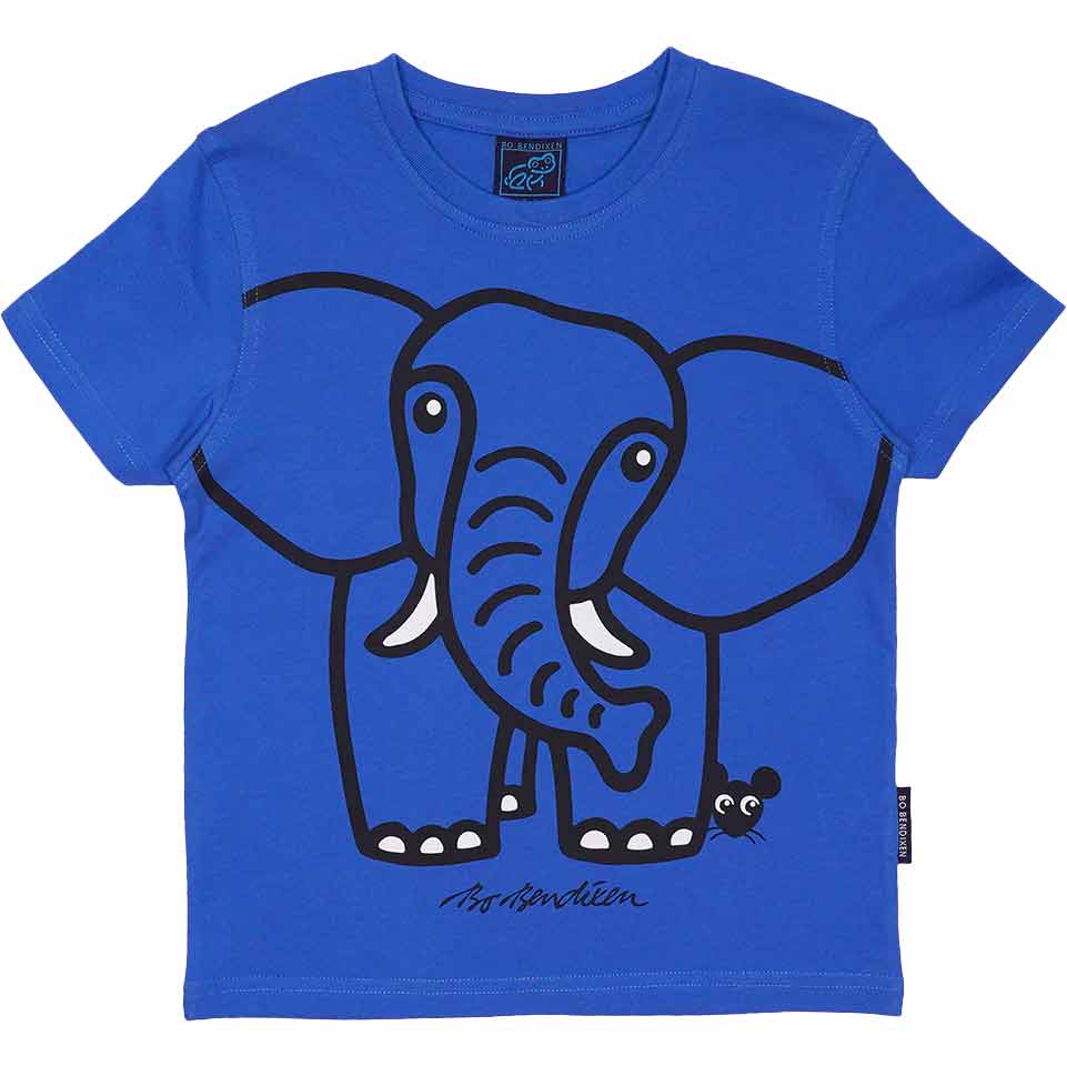 Bo Bendixen Kinder T-Shirt royalblau, schwarz Elefant