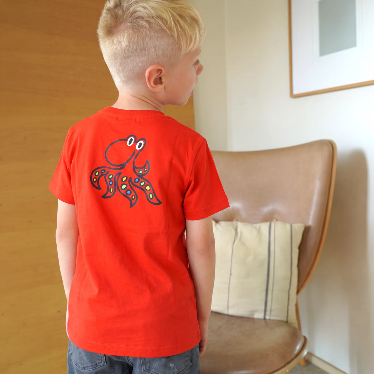 Bo Bendixen Kinder T-Shirt Octopus rot