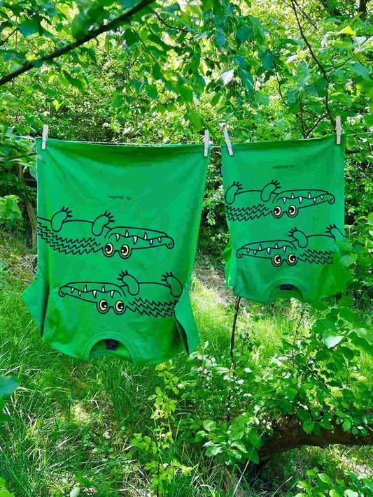 Bo Bendixen T-Shirt grün, schwarz Krokodil