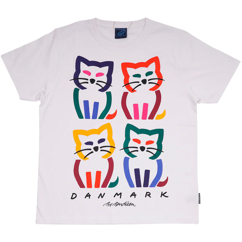 Bo Bendixen T-Shirt weiß 4 Katzen