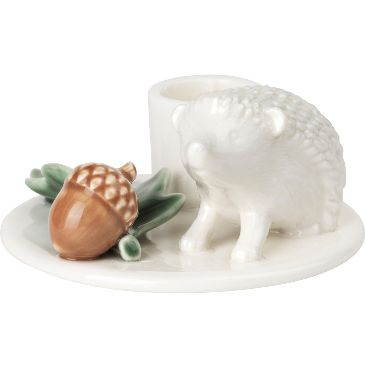 Dottir Nordic Design Winter Stories Igel Kerzenständer weiß, braun H 4,5 cm L 9,5 cm