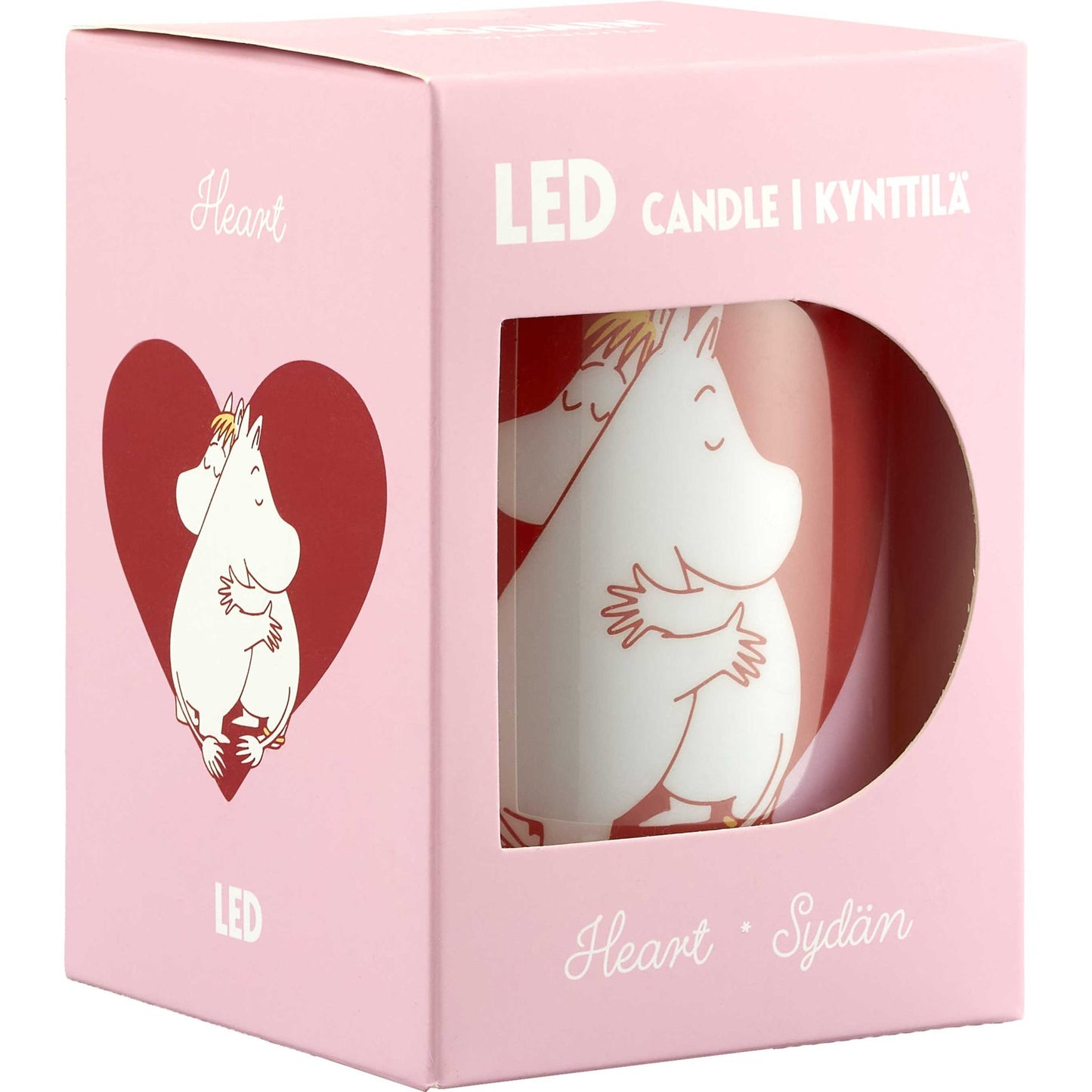 Muurla Mumin Herz LED Kerze rosa, rot, weiß Ø 7,5 cm Höhe 10 cm