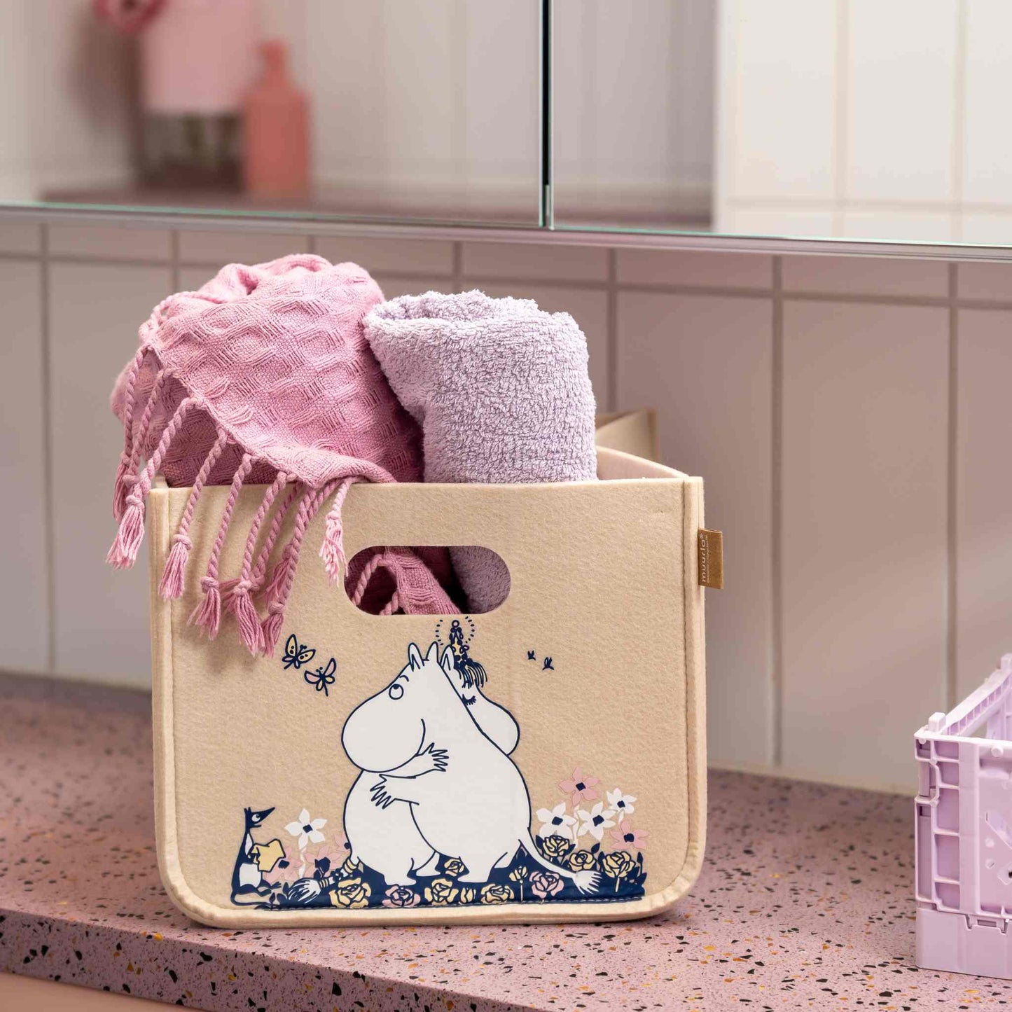 Muurla Mumins Umarmung Aufbewahrungskorb aus recyceltem PET 26x26x21 cm