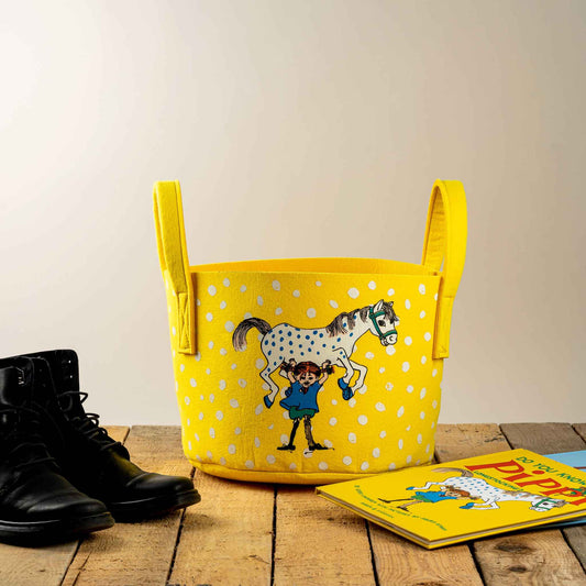 Muurla Pippi Langstrumpf Pippi & Pferd Aufbewahrungskorb aus recyceltem PET Höhe 24 cm Ø 30 cm