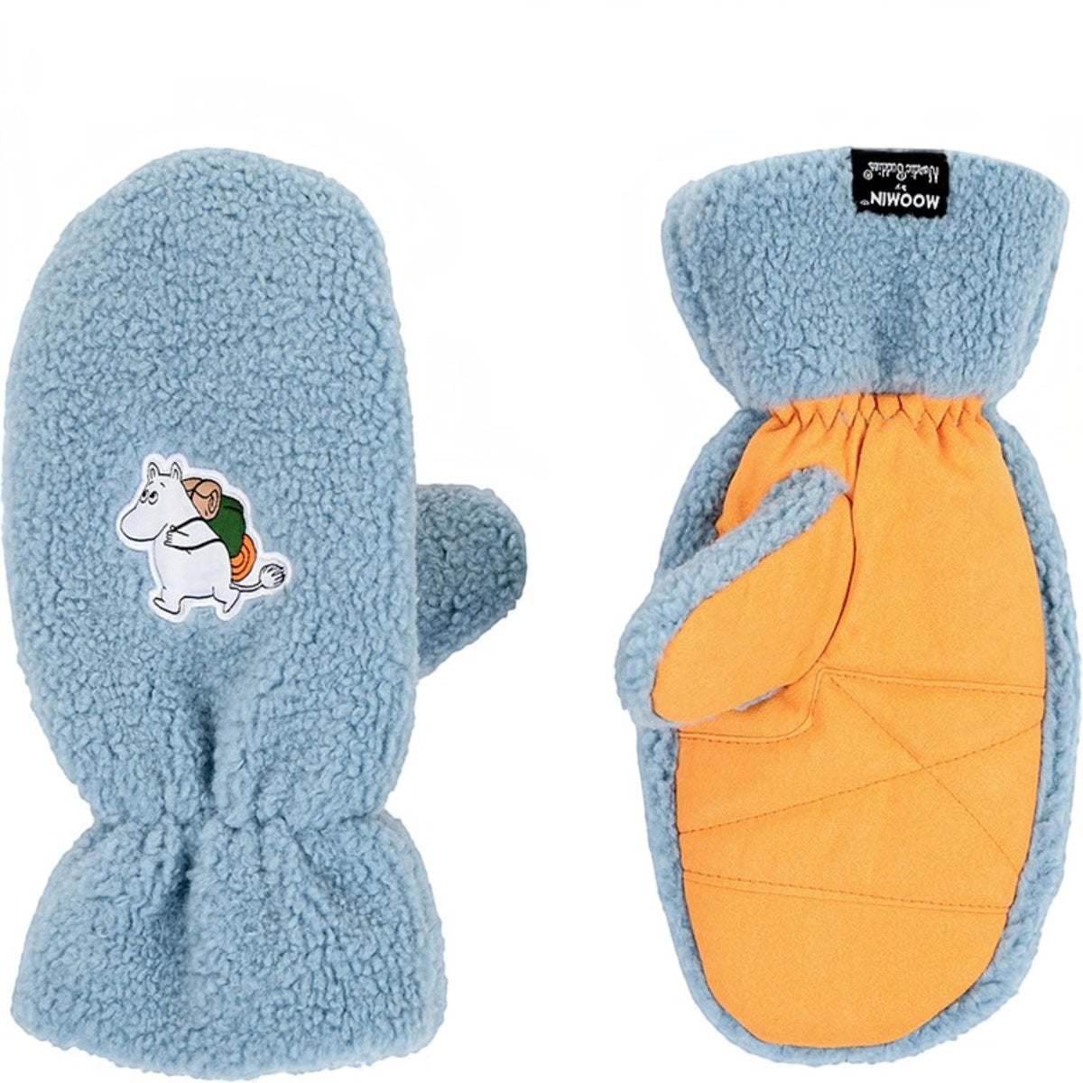 Nordicbuddies Mumins Fleece-Fäustlinge Mumin mit Rucksack graublau-orange - Ansicht 3