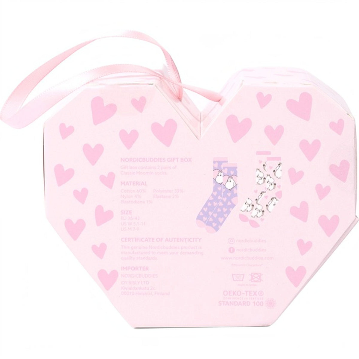 Nordicbuddies Mumins Socken-Geschenkbox Herz Love 2 Paar Gr. 36-42 rosa-flieder - Ansicht 6