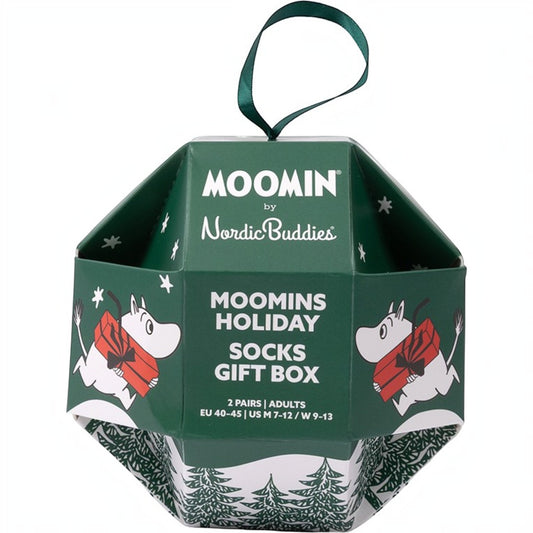 Nordicbuddies Mumins Socken-Geschenkbox Weihnachtskugel Holiday 2 Paar Gr. 40-45 grün-creme - Ansicht 2