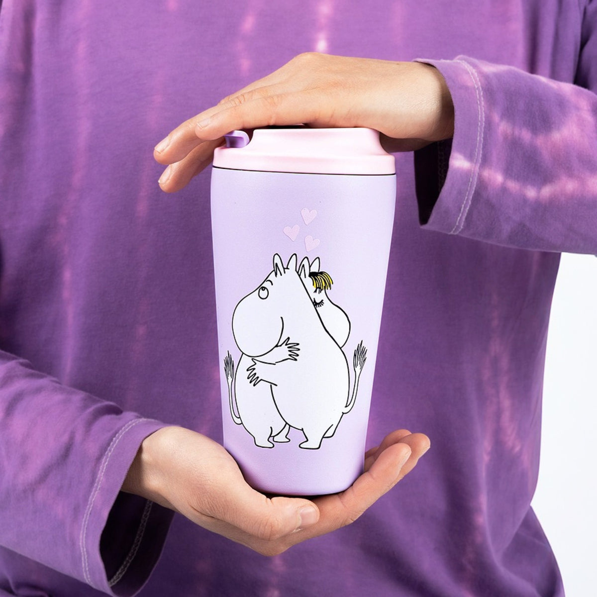 Nordicbuddies Mumins Thermobecher Mumin & Snorkfräulein verliebt Edelstahl 450 ml flieder - Ansicht 5