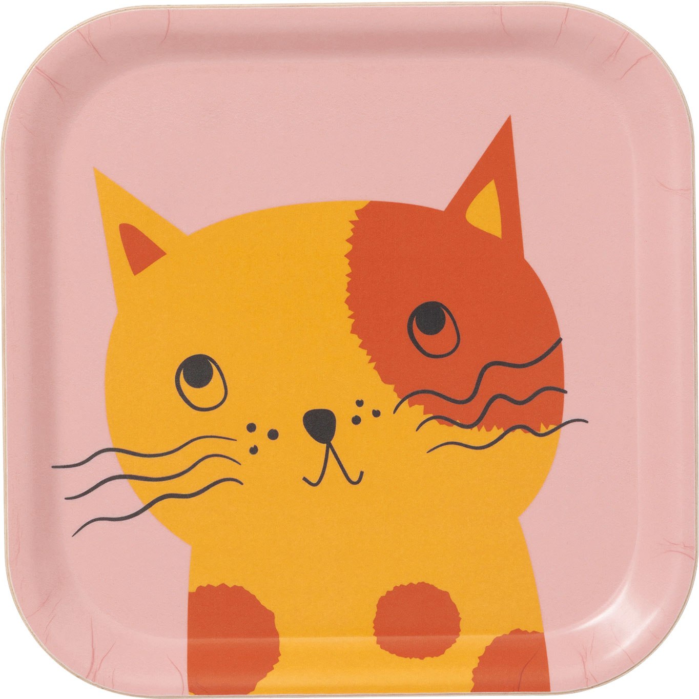 Spira of Sweden "Kompisbricka" Cat Daisy Tray 20x20 cm beige, yellow, brown