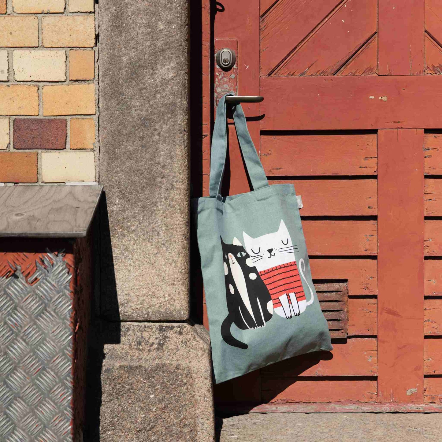 Spira of Sweden Kompiskasse Katzen Kattkärlek Tasche 37x47 cm - bunte Einkaufstasche aus Stoff