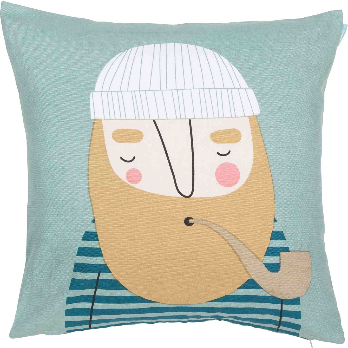 Spira of Sweden Kompiskudde Ebbot Kissenhülle 47x47 cm blau, gelb, beige, rosa, weiß