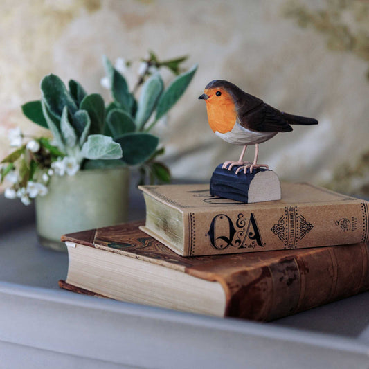 Wildlife Garden DecoBird Rotkehlchen handgeschnitzt