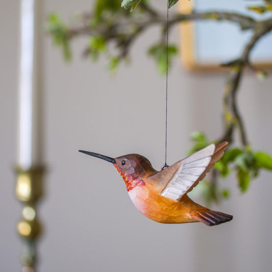 Wildlife Garden Decobird Rotrücken-Zimtelfe handgeschnitzt 2er Set