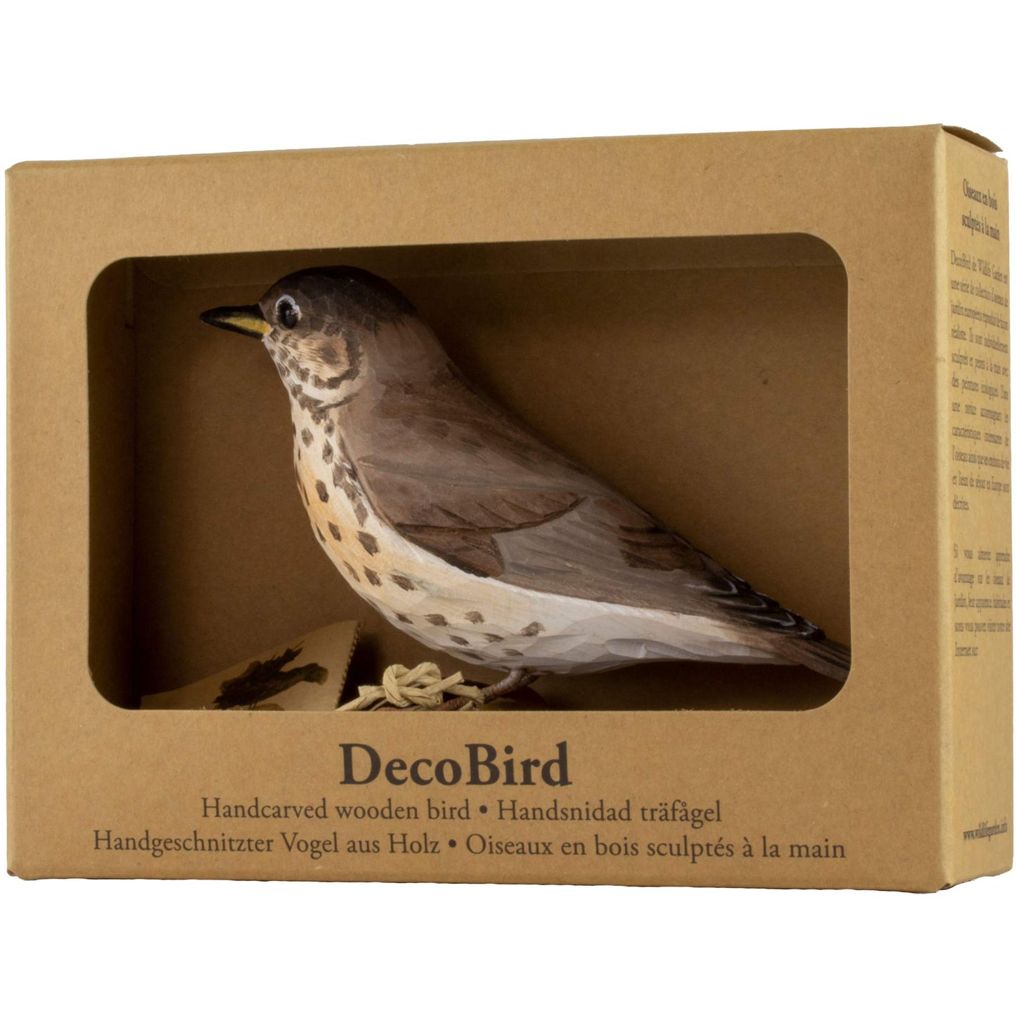 Wildlife Garden Decobird Song Thrush, hand-carved
