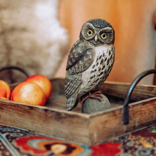 Wildlife Garden DecoBird Steinkauz handgeschnitzt