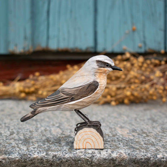 Wildlife Garden DecoBird Steinschmätzer handgeschnitzt