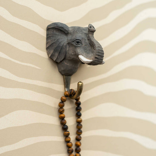 Wildlife Garden Decohook Wall Hook Elephant (hand-carved)