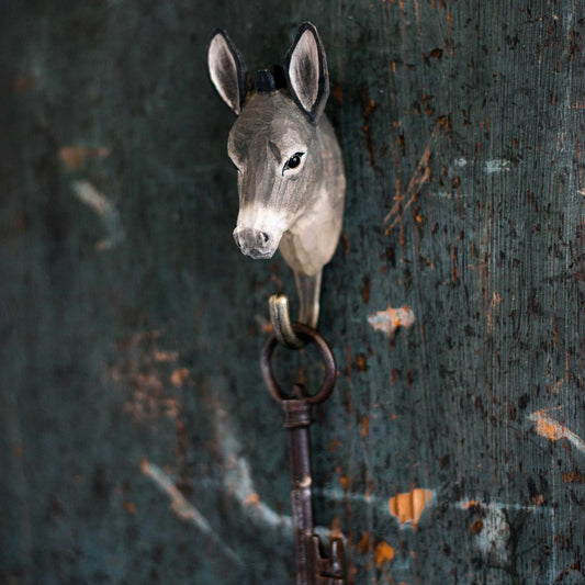 Wildlife Garden Decohook Wall Hook Donkey (hand-carved)