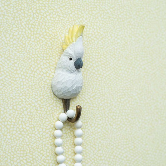 Wildlife Garden Decohook Yellow-crested Cockatoo (hand-carved)