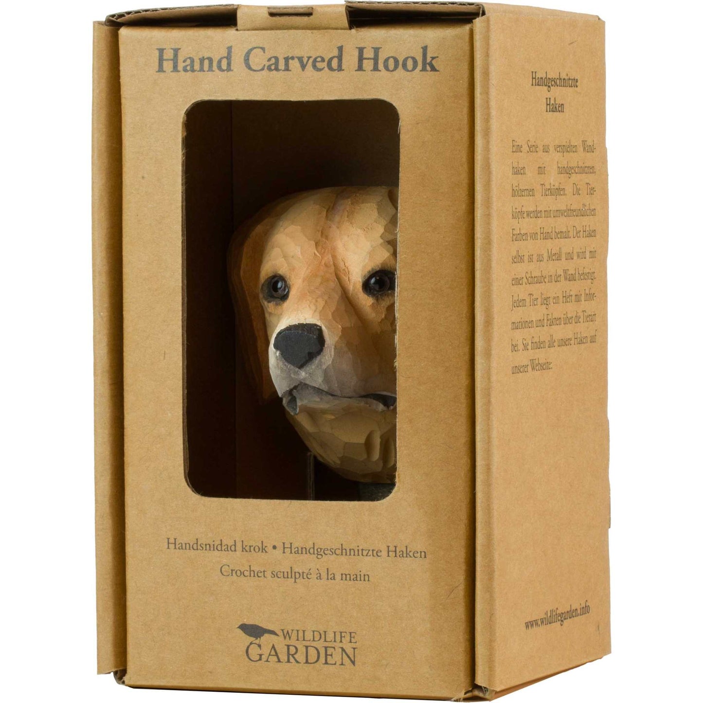 Wildlife Garden Decohook Wall Hook Golden Retriever (hand-carved)