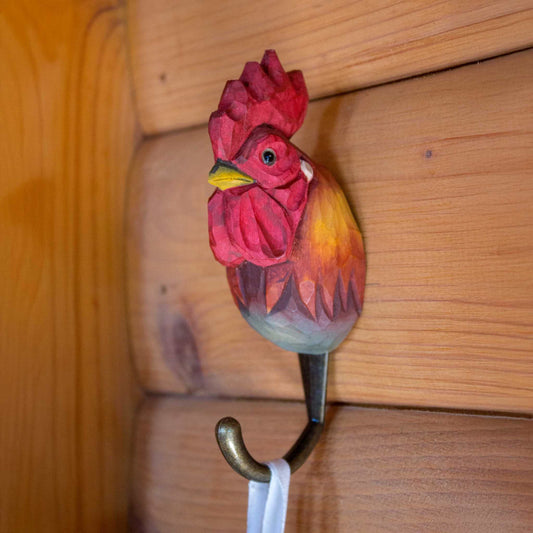 Wildlife Garden Decohook Wall Hook Rooster (hand-carved)