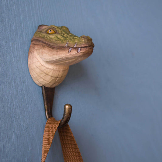 Wildlife Garden Decohook Wall Hook Crocodile (hand-carved)