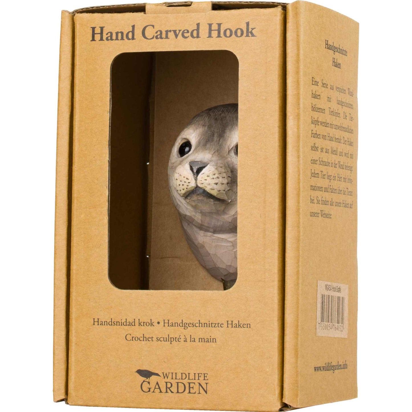 Wildlife Garden Decohook Wandhaken Robbe (handgeschnitzt)