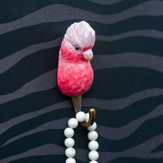 Wildlife Garden Decohook Wall Hook Rose Cockatoo (hand-carved)