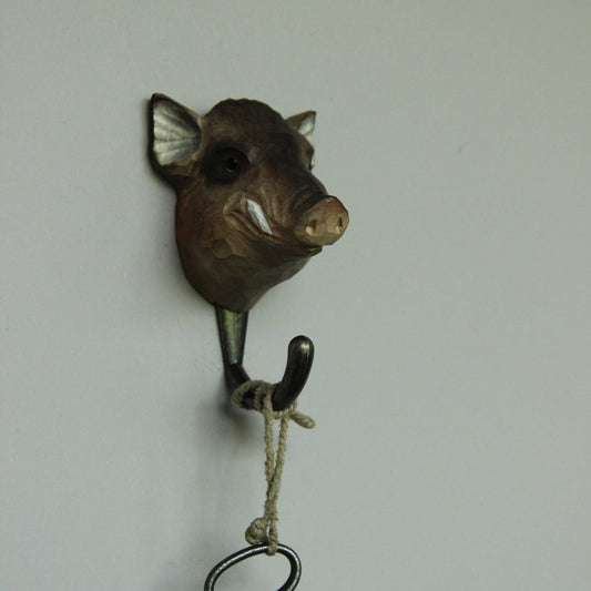 Wildlife Garden Decohook Wall Hook Wild Boar (hand-carved)