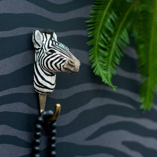 Wildlife Garden Decohook Wall Hook Zebra (hand-carved)