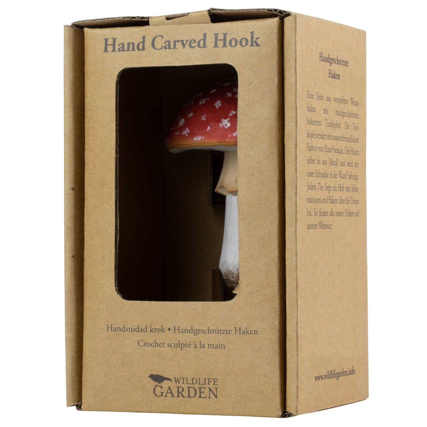 Wildlife Garden DecoHook Wall Hook Fly Agaric (hand-carved)