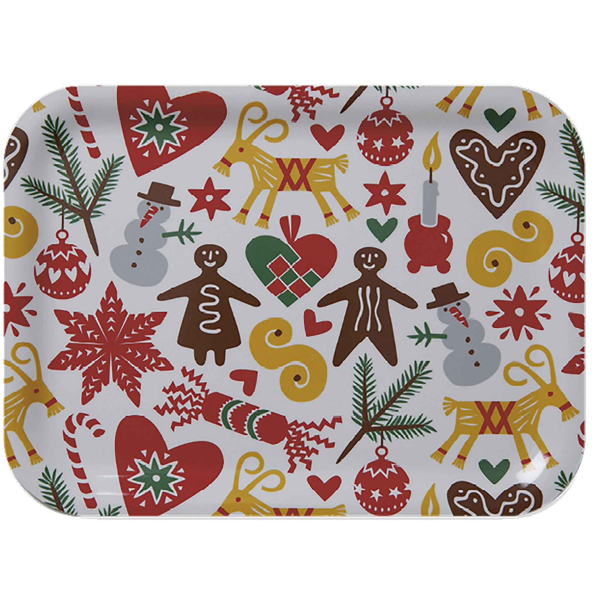 Bengt & Lotta God Jul Tablett 20 × 27 cm weiß, rot, mehrfarbig