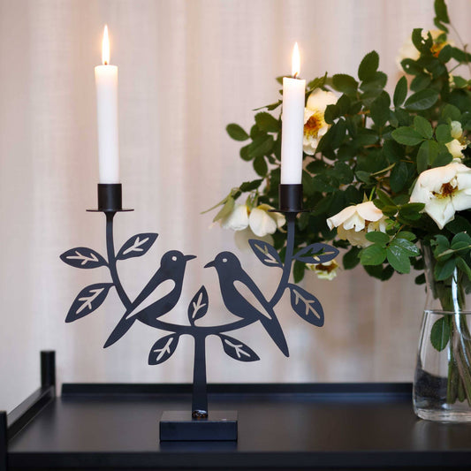 Bengt & Lotta Sitting Birds Sitzende Vögel Kerzenständer 2-flammig 27 cm schwarz