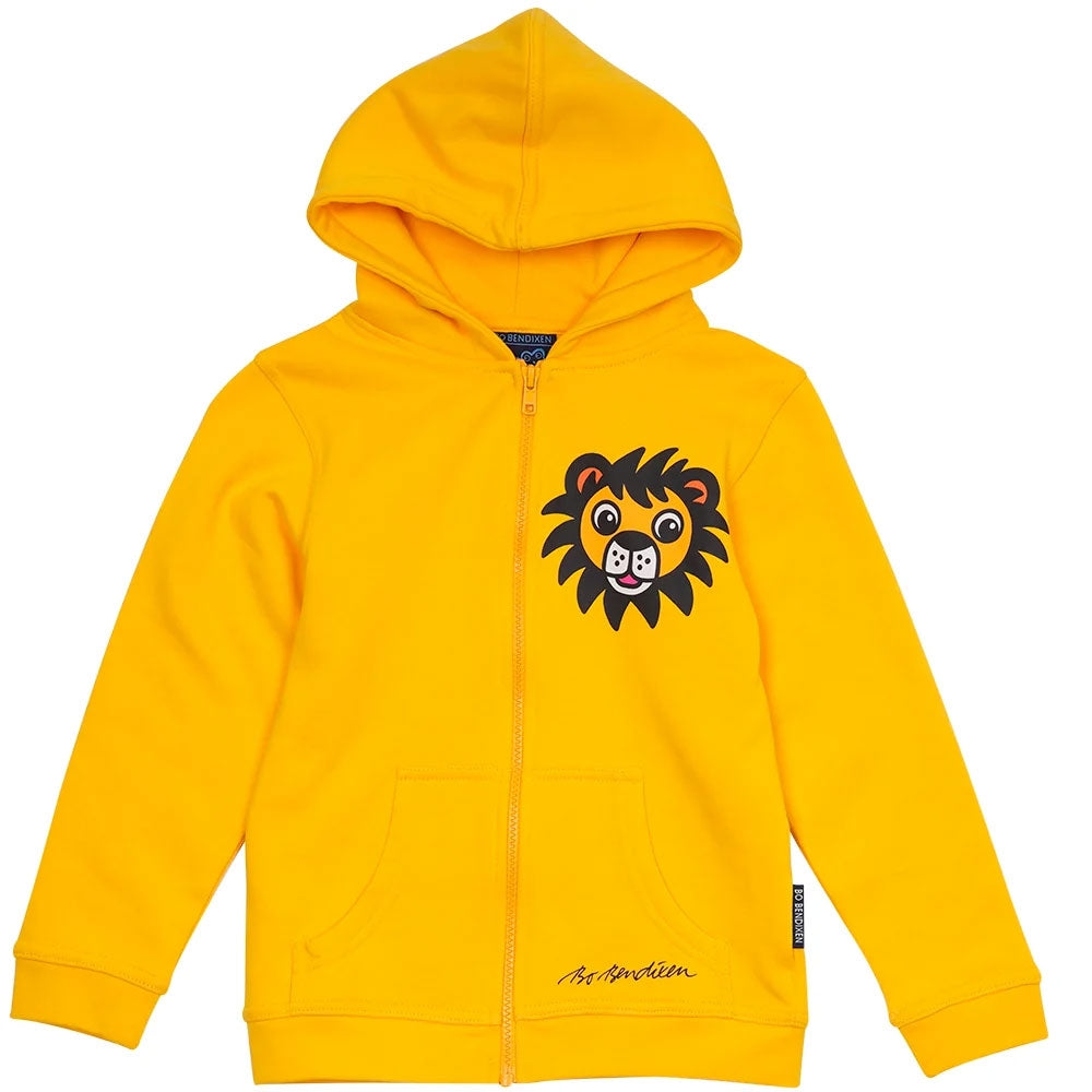 Bo Bendixen Kinder Sweatshirtjacke mit Kapuze Löwe gelb