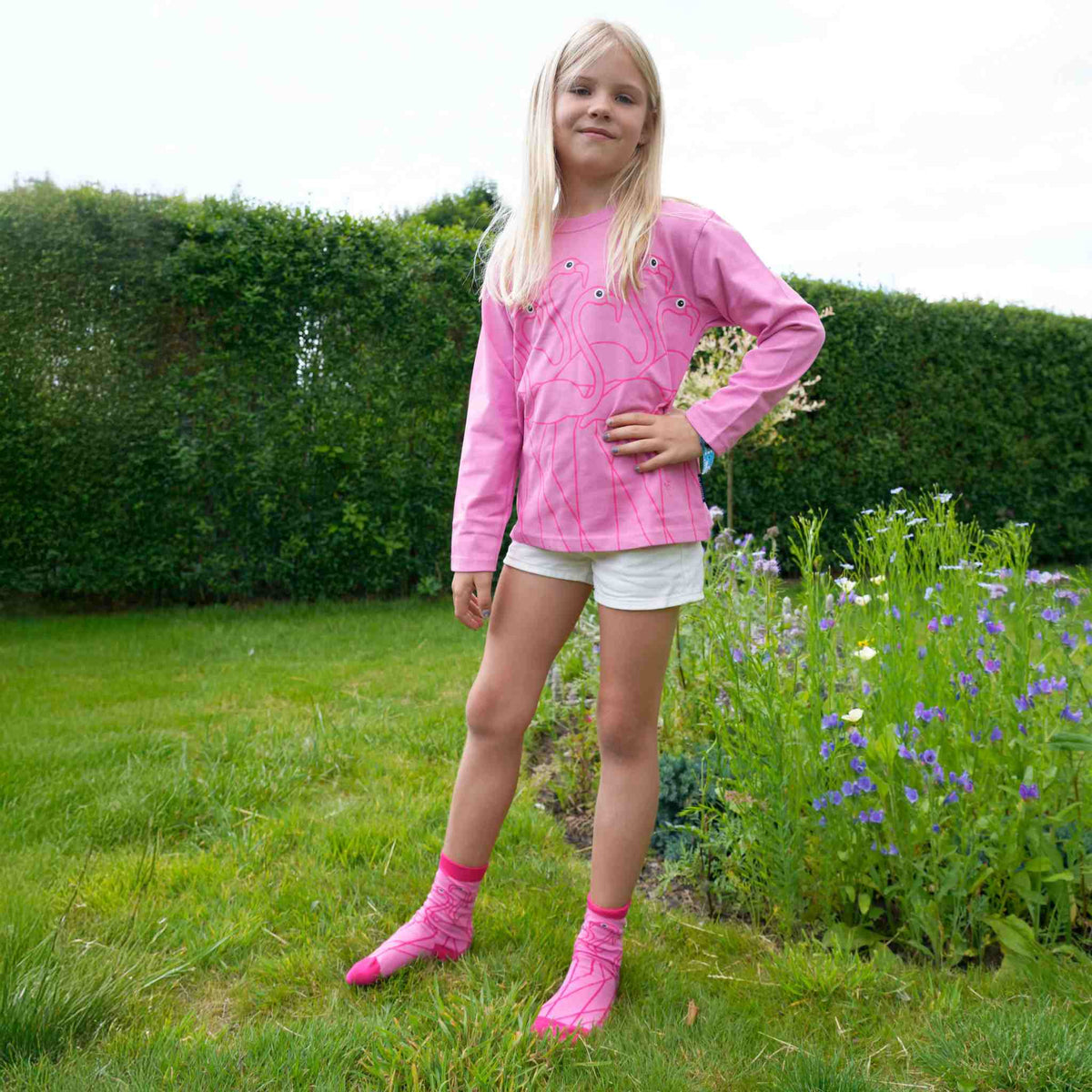 Bo Bendixen Kinder T-Shirt Langarm Flamingo pink